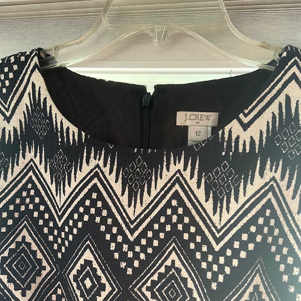 J Crew size 12 Navy Cream geo print dress